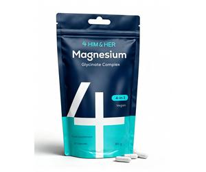 4 HIM & HER Magnesium Glycinate 4-in-1 Complex 250mg - with Magnesium Bisglycinate, Citrate & Malate + Vitamin B6-90 Vegan Capsules - UK