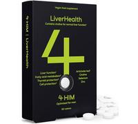 4 HIM LiverHealth Tablets - Choline 90mg & Artichoke 450mg for Liver Function - Selenium for Thyroid - 10-in-1 Complex with Zinc, D3, B6 & B2 - for Men - 60 Vegan Tablets - Lab Tested, GMP-Certified