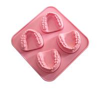 4 Hole Denture Teeth Shaped Ice Cube Mold Silicone Ice Tray Ice Cream Mould Funny Gag Gift for Dentist Seniors Silicone Mold