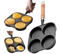4 Hole Egg Frying Pan - Non-Stick Pancake Pan, Multi-Cup Burger Skillet for Breakfast, Omelette & Crepes - Compatible with Gas & Electric Hobs