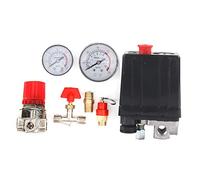 4 - Hole Manifold Pressure Valve Switch with Dual Gauges, Air Compressor Relief Regulator Kit, 0.5-0.8MPa Adjustable Pressure Control for Industrial Pneumatic Systems