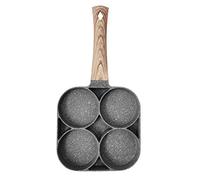4 Hole Omelet Pan for Burger Eggs Ham Pancake Maker Wooden Handle Frying Pot Non-Stick Cooking Breakfast