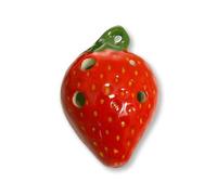 4 Hole Pendant Ocarina - Strawberry Design - Ceramic -Soprano F - Necklace Flute - Focalink - Perfect Travel Companion - Jewelry You Can Play - Free Scales, Songs and Instructions