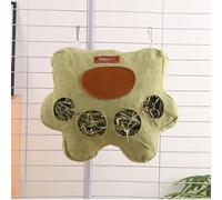 4-Hole Rabbit Hay Feeder Bag with Zipper Top - Hanging Bunny Hay Bag for Guinea Pig Chinchilla, Durable Breathable Fabric for Small Animal Cage(Green,M)