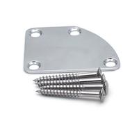 4 Holes Electric Guitar Neck Plate Curved Cutaway Semi Round Neck Joint Back Mounting Plate Replacement With Screws for Fender Style Guitars Heavy Duty Metal Reinforcement