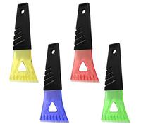 4 Ice Scrapers 18cm 7 Inch - Multi Coloured, For Deep Solid Ice, Snow and Frost Removal, Rubber Grip, Car, SUV, Truck, Windscreen and Windows, Conveniently Small, Compact, Winter Accessory, Essentials