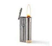 4 Ignition Methods Smart Kerosene Lighter USB-C Rechargeable Refillable Soft flame Kerosene Lighter for Men's Fathers Husbands (Vintage Silver)