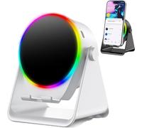 4-in-1 360° rotating Bluetooth speaker stand, mobile phone stand, wireless induction Bluetooth speaker, with colored lights, non-slip base, HD surround sound, suitable gifts for men and women (White)