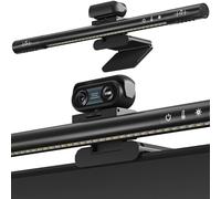 4-in-1 4K Webcam with Microphone and Speaker, Noise Cancellation, Privacy Cover, Auto Light Correction, 90° FOV , Plug & Play USB Camera with Monitor Light Bar, Webcam for PC/Meeting/Online Video