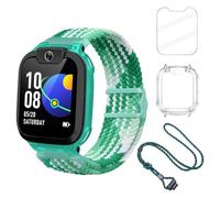 4 in 1 Accessory Set for imoo Z1 Z3 X10 Watch Phone - Nylon Magnetic Watch Strap & Screen Protector & Clear Case & Adjustable Neck Strap, Cute Replacement Kit for imoo Kids Smart Watch-Green