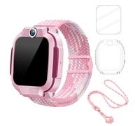 4 in 1 Accessory Set for imoo Z1 Z3 X10 Watch Phone - Nylon Magnetic Watch Strap & Screen Protector & Clear Case & Adjustable Neck Strap, Cute Replacement Kit for imoo Kids Smart Watch-Pink