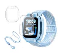 4 in 1 Accessory Set for imoo Z1 Z3 X10 Watch Phone - Nylon Magnetic Watch Strap & Screen Protector & Clear Case & Adjustable Neck Strap, Cute Replacement Kit for imoo Kids Smart Watch-Blue