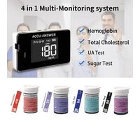 4 In 1 ACCU-Answer Meter Test strip, Hemoglobin Total cholesterol Blood Sugar Test strip, Replace the test strip not analyzer Black