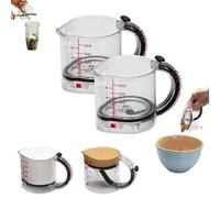 4-in-1 Adjustable Measuring Cup with Scraper Seal Base, All-in-One Push Measuring Cup (1/4, 1/3, 1/2 & 1 Cup) - Easy to Clean, for Dry & Liquid, Peanut Butter & Honey, Cooking & Baking (2)