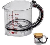 4-in-1 Adjustable Measuring Jug, Glass Measuring Jug 250ml, Clear Measuring Cup for Prepping Cooking Baking, Glass Measuring Cups with Raise Base, Easy to Read Measurements, Cook with Accuracy (Clear)