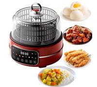 4-in-1 Air Fryer with Split Pan - 360° Hot Air Circulation, Programmable Timer & Temperature Control, See-Through Glass Lid for Oil-Free Cooking