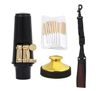 4 in 1 Alto Saxophone Accessory Set, Alto Sax Reed Mouthpiece Cap Mute Silencer Neck Strap with ABS Cap and Rust - Resistant Metal Case for Beginner and Student Musicians