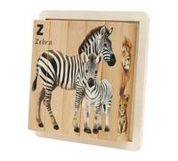 4 in 1 Animal Style Chunky Puzzle Safari Animal Block Puzzle Educational Wooden Puzzles Matching Block for Kids for Toddlers Playing and Learning