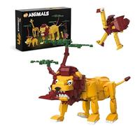 4 in 1 Animals Building Set, Lion, Giraffe, Ostrich, Warthog Jungle Animals Blocks Kids Creator Building Toys, Creative Collectible Gifts for 8-12 Boys Girls