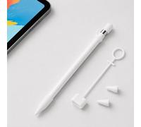 4 in 1 Anti-Lost Silicone Protective Cover Set for Apple Pencil 1(White)
