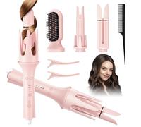 4 in 1 Automatic Hair Curler with 28mm/32mm/40mm Ceramic Barrels and Straightener Brush, 3 Temperature & Time Rotating Hair Curlers, 3000W Negative Ion Hair Care, Anti-Scald, Support Long Short Hair