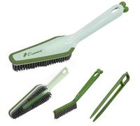 4 In 1 Bathroom Cleaner Shower Cleaning Brush, Floor Scrubbing Carpet Hard Bristle Brushes with Handle Crevice Brush Clip Rubber Scraper Supplies for Bathtub Toilet Sink Tile