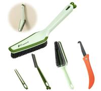4-in-1 Bathroom Cleaning Brush,Scrubbing Brush,Hard Bristle Brushes Green | with Gap Brush,Hair Cleaning Clipper, Folding Grout Removal Tool& Rubber Squeegee for Shower, Sink, Corners, Kitchen
