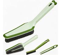 4-in-1 Bathroom Cleaning Brush with Telescopic Long Handle | Detachable Crevice Brush, Hair Clipper & Rubber Squeegee | 3-Angle Lock for Toilet, Tub, Tile, Glass - Orange/Green Option (Green)
