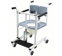 4-in-1 Bedside Commode Hydraulic Patient Lift Wheelchair for Home Transfer Lift W/Iv Pole and Desk Tray Steel Transfer Lifter
