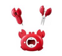 4-in-1 Beer Opener Multi-Tool, Crab Shaped Fridge Magnet with Box Cutter & Mini Scissors, Portable Cute Kitchen Gadget for Home, Office & Fridge Use