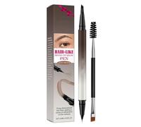 4-in-1 Biomimetic Hair-Stroke Eyebrow Pencil Set: Dual-Ended Liquid Brow Pen (Includes Spoolie & Angled Brush) - Create Natural, Dimensional Brows - Waterproof & Smudge-Proof - Light Brown