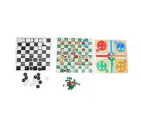 4 in 1 Board Games Set Foldable Portable Clear Pattern International Checkers Flying Chess Toy for Kids Family Travel Camping Plastic Material Durable