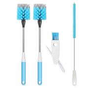 4-in-1 Bottle Brush, 38 cm Long-Handled Cleaning Brush, Kitchen Scrubber, With Straw Cleaner，Lid Cleaner, Suitable for Water Bottles, Cups, Glasses, Baby Bottles, Blue