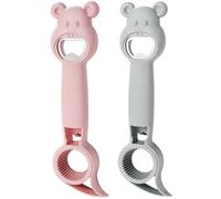 4 in 1 Bottle Opener 2Pcs Cute Bear Multifunctional Beer Jar Can Bottle Opener with Back Hook Nail Protecting for Kids Elderly Woman