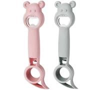 4 in 1 Bottle Opener 2Pcs Cute Bear Multifunctional Beer Jar Can Bottle Opener with Back Hook Nail Protecting for Kids Elderly Woman, Four in One