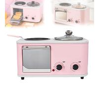 4 in 1 Breakfast Maker Machine - Frying, Baking, Steaming & Cooking, 1200W Electric Cooking Pot with Adjustable Temp Control, 4L Non-Stick Mini Oven for Bacon & Ham