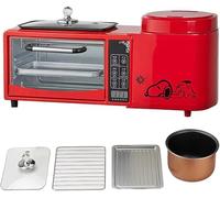 4 In 1 Breakfast Station, Smart Breakfast Maker Machine with 2-layer Oven, 1L Electric Steamer and Electric Frying Pan, Independent Temperature Control,Touch Screen Design,Suitable for Home Use