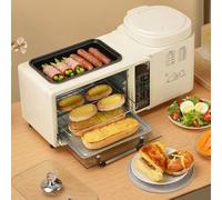4 In 1 Breakfast Station, Smart Breakfast Maker Machine with 2-layer Oven, 1L Electric Steamer and Electric Frying Pan, Independent Temperature Control,Touch Screen Design,Suitable for Home Use