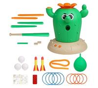 4 in 1 Cactus Toy Musical Jumping Launcher Ring Toss Game with Remote for Indoor Outdoor Fun Baseball Games Skip It Obstacle Course for Active Play Sports Boys Girls Ages 3 4 5 6 7 8