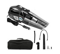 4 In 1 Car Cleaner Tire Inflator 12V Handheld Vacuum With Tire Pressure Gauge Flashlight Portable Vacuum Digital Pressure Gauge Car Cleaner
