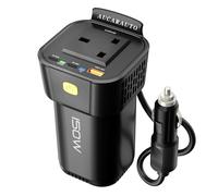 4 in 1 Car Power Inverter Fits for Cup Holder, AUCARAUTO 150W DC 12V to 240V / 230V AC Converter with 60W USB-C and 18W USB-A Fast Charger, Car Charger for Laptop, iPad, Phone & More