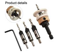 4-in-1 Carbide Countersink Drill Bits with for Precision Depth Stop and Non-Slip Hex Shank for Electric Drills - Woodworking Tool Set, 2.8-4.0mm Drill Sizes, 8mm Countersink