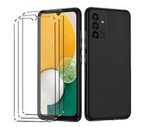 [4 in 1] Case Compatible with Samsung Galaxy A13 Cover with 3 Pack Tempered Glass Screen Protector for Samsung Galaxy A13, Slim Fit Soft TPU Shockproof Anti-Scratch Phone Case Cover - Clear
