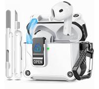 4-IN-1 Case for AirPods 4th Generation Case, Ekoonpft Secure Lock Design Case Cover with Cleaning Kit Keychain, Compatible with AirPods 4 Gen (2024), Auto-Open,Precise Cutout, Powerful Drop Protection