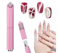 4 in 1 Cat Eye Nail Magnet, Multifunctional Cat Eye Gel Nail Polish Magnet Tool with Round, U-Shape, Square & Lozenge Heads for DIY Home, Salon, Studio (Pink)