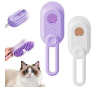 4 in 1 Cat Steam Brush, 20ml Cat Steam Brushes for Indoor Cats, Anti-Static Pet Spray Brush, Foldable Handle Pet Hair Removal Comb, Ideal for Indoor Shedding & Coat Care (Purple+White)