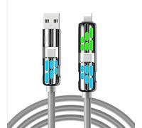4-in-1 Charger Cable 240W 2m, Multi Charger Cable with RGB Breathing Light, Charging Cables for Multiple Devices, Ideal for Phone Tablet Devices Headphones Power Banks Game Consoles Home Travel