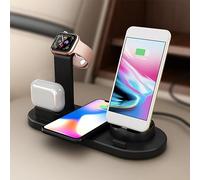 4 in 1 Charger Wireless Charging Station Wireless Charging Dock for Multiple Devices, Fast Wireless Charger Android Multi-function Bedside Charging Station Cell Phone Charger Stand Today Deals Prime