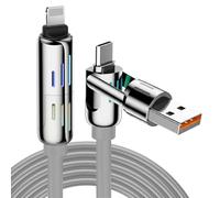 4-in-1 Charging Cable 1.5M with RGB Lights, USB C/USB A to Compatible with Apple-Specific Charging Plug, USB C/USB A to Type C Compatible with iPhone 15/14, Samsung S24, Huawei, Pad, MacBook