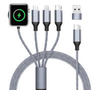 4 in 1 Charging Cable for Apple Watch Charger - imodomio for iWatch Charger Cable, iPhone 17-11, iPad, AirPods, USB C & Micro USB, 1.2M Braided Travel Essentials Cable for Hotel, Car, Office & Home